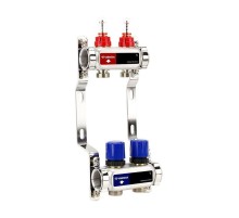 Группа коллекторная с расх. VARMEGA VM15102 ВР 1", под 130 насос, на 2 конт. 3/4" EK, нерж. сталь Группа коллекторная с расх. VARMEGA VM15102 ВР 1", под 130 насос, на 2 конт. 3/4" EK, нерж. сталь