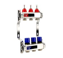 Группа коллекторная с расх. VARMEGA VM15103 ВР 1", под 130 насос, на 3 конт. 3/4" EK, нерж. сталь