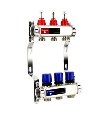 Группа коллекторная с расх. VARMEGA VM15103 ВР 1", под 130 насос, на 3 конт. 3/4" EK, нерж. сталь