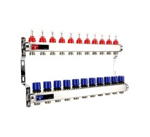 Группа коллекторная с расх. VARMEGA VM15111 ВР 1", под 130 насос, на 11 конт. 3/4" EK, нерж. сталь