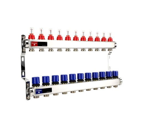 Группа коллекторная с расх. VARMEGA VM15111 ВР 1", под 130 насос, на 11 конт. 3/4" EK, нерж. сталь Группа коллекторная с расх. VARMEGA VM15111 ВР 1", под 130 насос, на 11 конт. 3/4" EK, нерж. сталь
