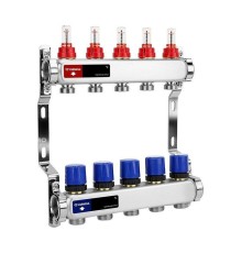 Группа коллекторная с расх. VARMEGA VM15105 ВР 1", под 130 насос, на 5 конт. 3/4" EK, нерж. сталь