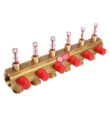 Коллектор Giacomini с отсечными клапанами и расходомерами 1" x 3/4"E /3, R553MY043