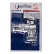 Кран шар. д/быт. прибор. угл. 1/2"х3/4" ш/ш с отражат. бабочка, удл. резьба, хром. CTM CAMR1234 Кран шар. д/быт. прибор. угл. 1/2"х3/4" ш/ш с отражат. бабочка, удл. резьба, хром. CTM CAMR1234