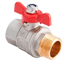 Кран шаровой латунный Ду 15 PN40 вн-нр, бабочка Кран шаровой латунный Ду 15 PN40 вн-нр, бабочка