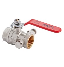 Кран шаровый латунный MVI DN25 PN40 с дренажём и воздухоотводчиком, вн-вн, рычаг Кран шаровый латунный MVI DN25 PN40 с дренажём и воздухоотводчиком, вн-вн, рычаг