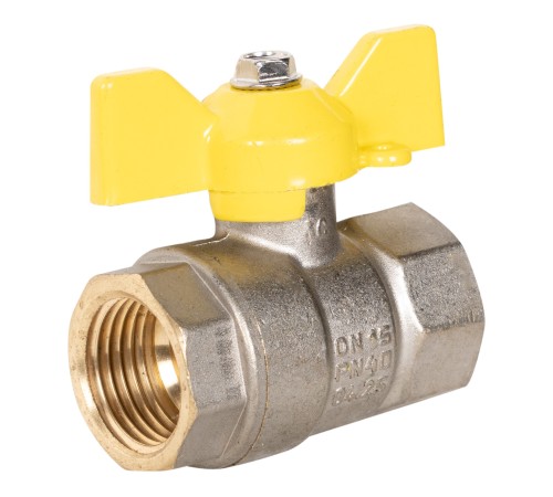 Кран шаровой латунный LD Pride 47.15.В-В.Б GAS (бабочка)