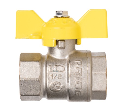 Кран шаровой латунный LD Pride 47.15.В-В.Б GAS (бабочка)