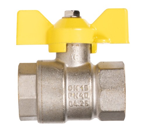 Кран шаровой латунный LD Pride 47.15.В-В.Б GAS (бабочка)