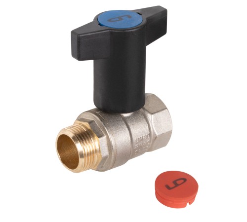 Кран шаровой латунный LD Pride 47.20.В-Н.ТР Ду20 Ру40, вн-нр, (Т-рукоятка), (red+blue)