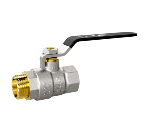 Кран шаровой латунный LD Pride 47.50.В-Н.Р Ду 50 Ру 25 (рычаг ст. с бир.)