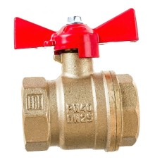 Кран шаровой VALFEX для воды 1" ВР/ВР ручка-бабочка, латунный 11Б27фт1М (48/12)