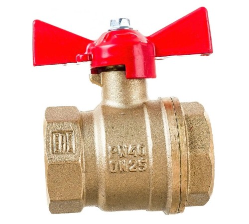 Кран шаровой VALFEX для воды 1" ВР/ВР ручка-бабочка, латунный 11Б27фт1М (48/12)