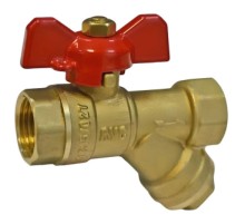 Кран VIEIR шаровой с фильтром ручка бабочка 3/4" GL134