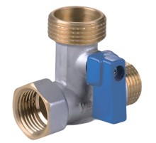 Кран VIEIR угл. 3-х проход.для стир-маш. латунь 1/2х3/4х1/2 (100/10) VER343