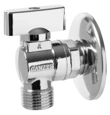 Кран VIEIR LUX Ganzer шаровый угловой 1/2"x1/2" хром. с отражалелем (60/1) GZR33
