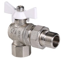 Кран шар. Valtec VT.228.NW.04 BASE ВН 1/2" с американкой бабочка белая угловой Кран шар. Valtec VT.228.NW.04 BASE ВН 1/2" с американкой бабочка белая угловой