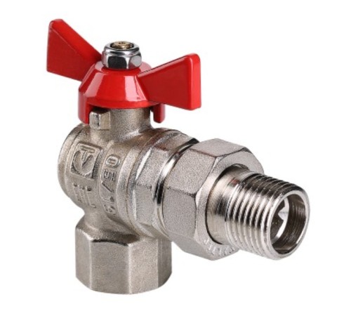 Кран шар. Valtec VT.228.N.05 BASE ВН 3/4" с американкой бабочка угловой