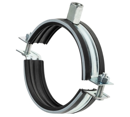 Хомут для воздуховода SHUFT с РП 125мм гайка М8/М10, бок. креп винт 6х22, гайка М6 Хомут для воздуховода SHUFT с РП 125мм гайка М8/М10, бок. креп винт 6х22, гайка М6