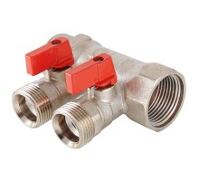 Коллектор с отсекающими шаровыми кранами 3 выхода 1" * 3/4" (VTc.580.NЕ) (Valtec)