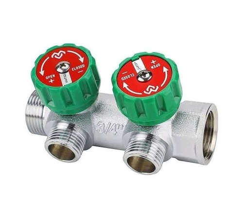 Коллектор регулирующий VARMEGA 3/4" 2 х 3/4"ЕК хромированный VM14612 Коллектор регулирующий VARMEGA 3/4" 2 х 3/4"ЕК хромированный VM14612