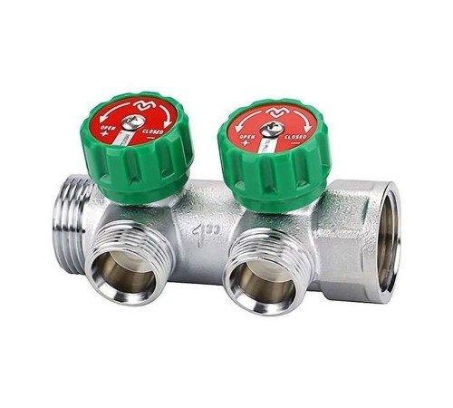 Коллектор регулирующий VARMEGA VM14632, 1", на 2 выхода 3/4"ЕК, хромированный Коллектор регулирующий VARMEGA VM14632, 1", на 2 выхода 3/4"ЕК, хромированный