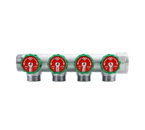 Коллектор регулирующий VARMEGA VM14634, 1", на 4 выхода 3/4"ЕК, хромированный Коллектор регулирующий VARMEGA VM14634, 1", на 4 выхода 3/4"ЕК, хромированный