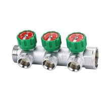 Коллектор регулирующий VARMEGA VM14633, 1", на 3 выхода 3/4"ЕК, хромированный Коллектор регулирующий VARMEGA VM14633, 1", на 3 выхода 3/4"ЕК, хромированный