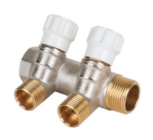 Коллектор латунный MVI 3/4"x1/2" 2 вых с регулирующими вентилями