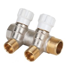 Коллектор латунный MVI 3/4"x1/2" 2 вых с регулирующими вентилями