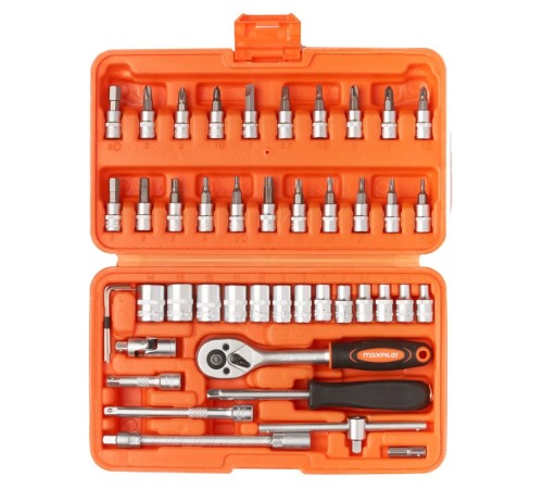 Набор инструментов P.I.T. MaxPiler MXT-46-SET (46 предметов, 1/2" и 1/4", CrV)