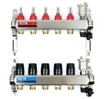 Коллекторная группа со встроенными расходомерами 5 выхода 1" ЕК 3/4" KCS5005 (TIM) нержавеющая сталь