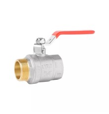 Кран VIEIR шаровый 2" ВН, красная ручка, никель (12/2) VR202-06