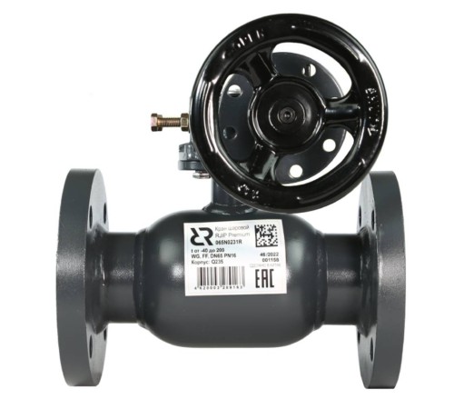 Кран шаровой стальной РИДАН RJIP Premium FF DN125 PN16 WG фланцевый, с редуктором, неполнопроходной Кран шаровой стальной РИДАН RJIP Premium FF DN125 PN16 WG фланцевый, с редуктором, неполнопроходной