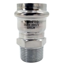 Соединитель ViEiR прямой нерж. сталь с нар.р. 28×3/4" VER-PRO (50/5шт)