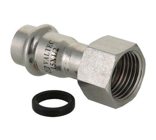 Соединитель из нержавеющей стали ВР 15х3/4 с накидной гайкой Valtec, (VTi.908) (уп. 5 шт)