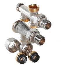 Узел бокового подключения при нижней разводке 1/2"х100х3/4" (Valtec VT.225.K.N)(двухтруб) Узел бокового подключения при нижней разводке 1/2"х100х3/4" (Valtec VT.225.K.N)(двухтруб)
