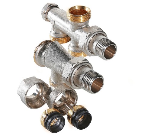 Узел бокового подключения при нижней разводке 1/2"х50проц.х3/4" (Valtec VT.225.K)(однотруб)