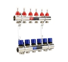 Группа коллекторная VARMEGA с расходомерами ВР 1" 6 х 3/4" EK латунь VM15406