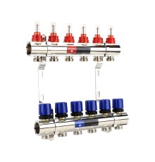 Группа коллекторная VARMEGA с расходомерами ВР 1" 6 х 3/4" EK латунь VM15406