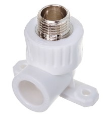 Угольник PP-R РТП комб. с креплен. D 20х1/2" НР, (75/25) белый