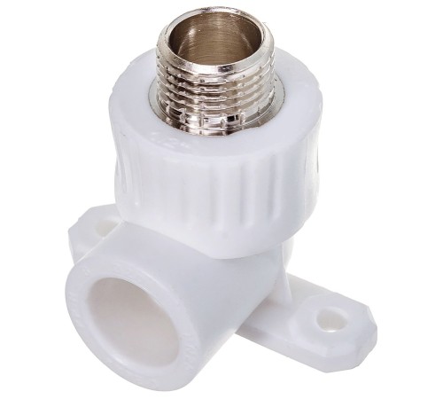 Угольник PP-R РТП комб. с креплен. D 20х1/2" НР, (75/25) белый