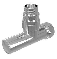 Вентиль угловой Royal Thermo с колпачком, гайкой и наружной резьбой 3/4" х 1/2" гайка - штуцер, пара для полот.