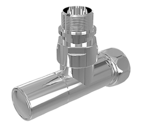 Вентиль угловой Royal Thermo с колпачком, гайкой и наружной резьбой 3/4" х 1/2" гайка - штуцер, пара для полот.