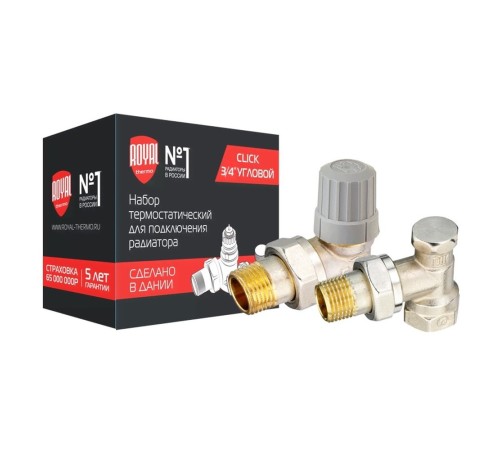 Набор термостатический для радиатора угловой ROYAL THERMO 3/4" Click