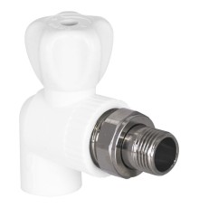 Кран шаровой TEBO бел. PP-R для радиатора 20х1/2" угловой (10/60), арт. 030060211