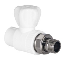 Кран шаровой TEBO бел. PP-R для радиатора 25х3/4" прямой (5/50), арт. 030060204