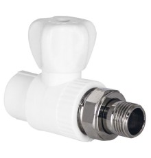 Кран шаровой TEBO бел. PP-R для радиатора 25х3/4" прямой (5/50), арт. 030060204