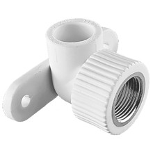 Угольник TEBO бел. PP-R комб. 25х1/2" НР с креплен. (10/80), арт. 030030904