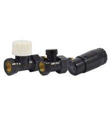Комплект подключения SCHLOSSER STANDARD MINI 1/2" прямой, Ral 9005, с термоголовкой MINI М30х1,5